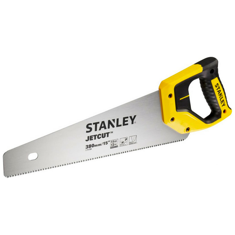 Ножовка по дереву Stanley "Jet-cut" с мелким закаленным зубом 11х380мм 2-15-594